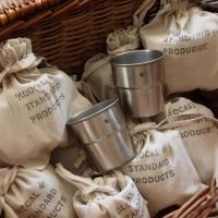 21340 - 304不鏽鋼露營隨手杯 可疊放收納軟木套咖啡杯 戶外便攜禮品套裝推薦