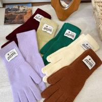 21343 - 針織手套保暖加長護腕 觸屏漏指騎行手套