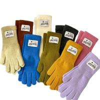 21343 - 針織手套保暖加長護腕 觸屏漏指騎行手套