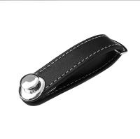 21395 - Leather Metal Keychain Minimalist Closure Ring