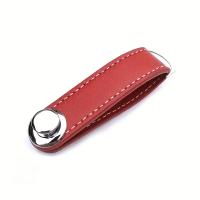21395 - Leather Metal Keychain Minimalist Closure Ring