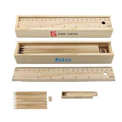 12色木盒彩鉛定製LOGO原木鉛筆教育培訓宣傳禮品