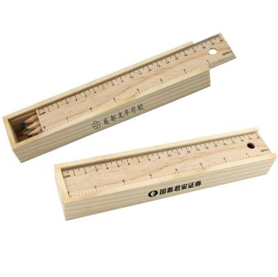 12色木盒彩鉛定製LOGO原木鉛筆教育培訓宣傳禮品 - 21441